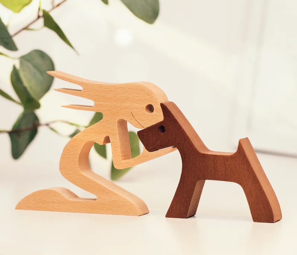 Sculptures en bois personnalisées pour animaux de compagnie - L'amour entre vous et votre ami à quatre pattes Votre Fellfreund