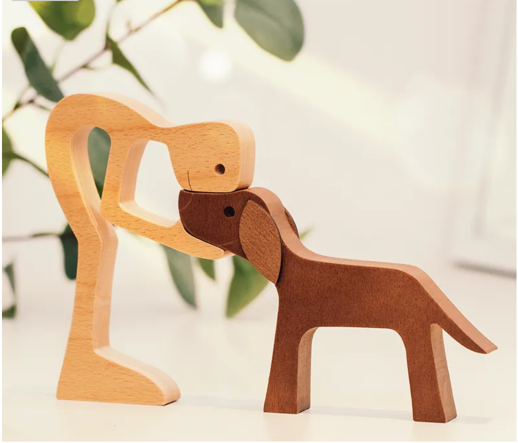 Sculptures en bois personnalisées pour animaux de compagnie - L'amour entre vous et votre ami à quatre pattes Votre Fellfreund
