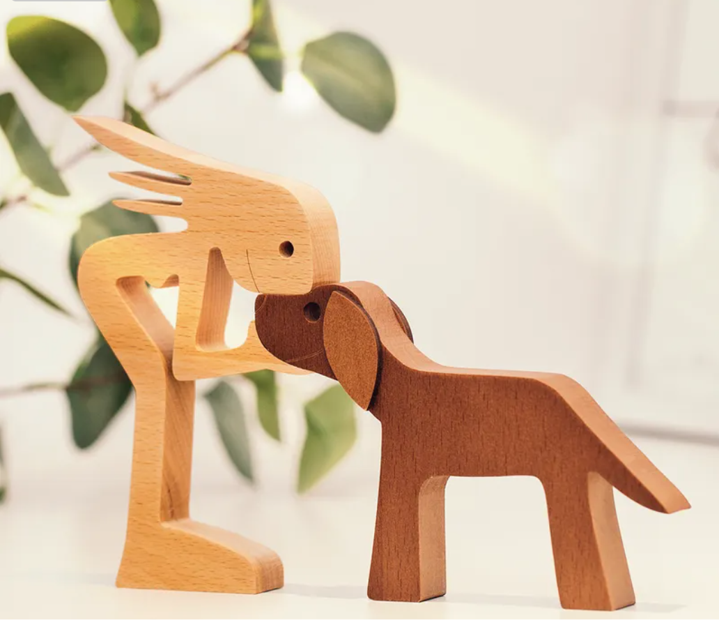Sculptures en bois personnalisées pour animaux de compagnie - L'amour entre vous et votre ami à quatre pattes Votre Fellfreund