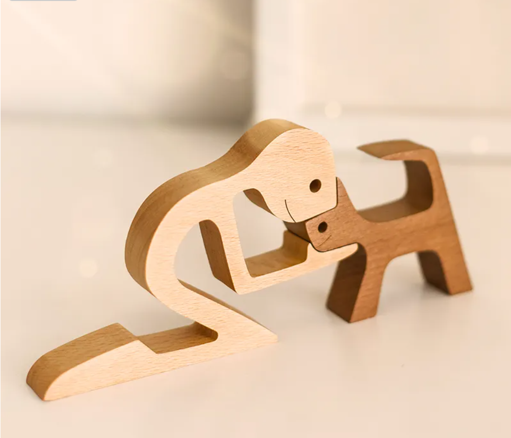Sculptures en bois personnalisées pour animaux de compagnie - L'amour entre vous et votre ami à quatre pattes Votre Fellfreund