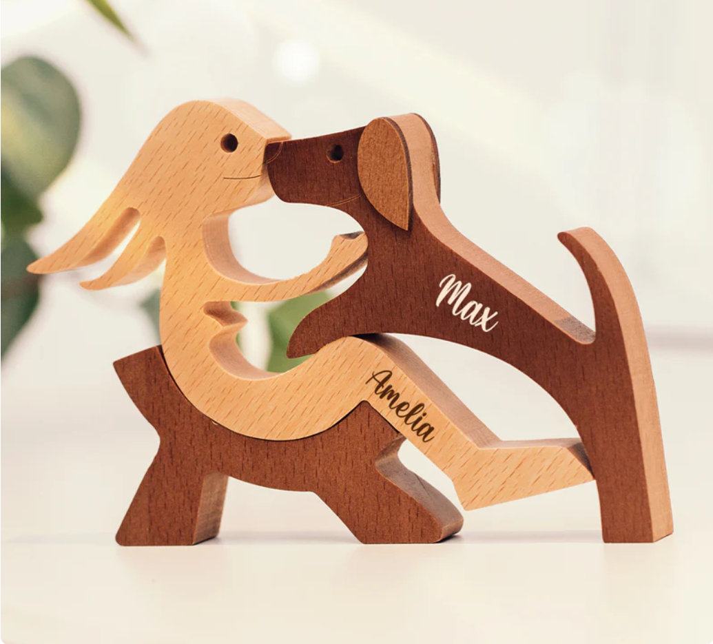 Sculptures en bois personnalisées pour animaux de compagnie - L'amour entre vous et votre ami à quatre pattes Votre Fellfreund
