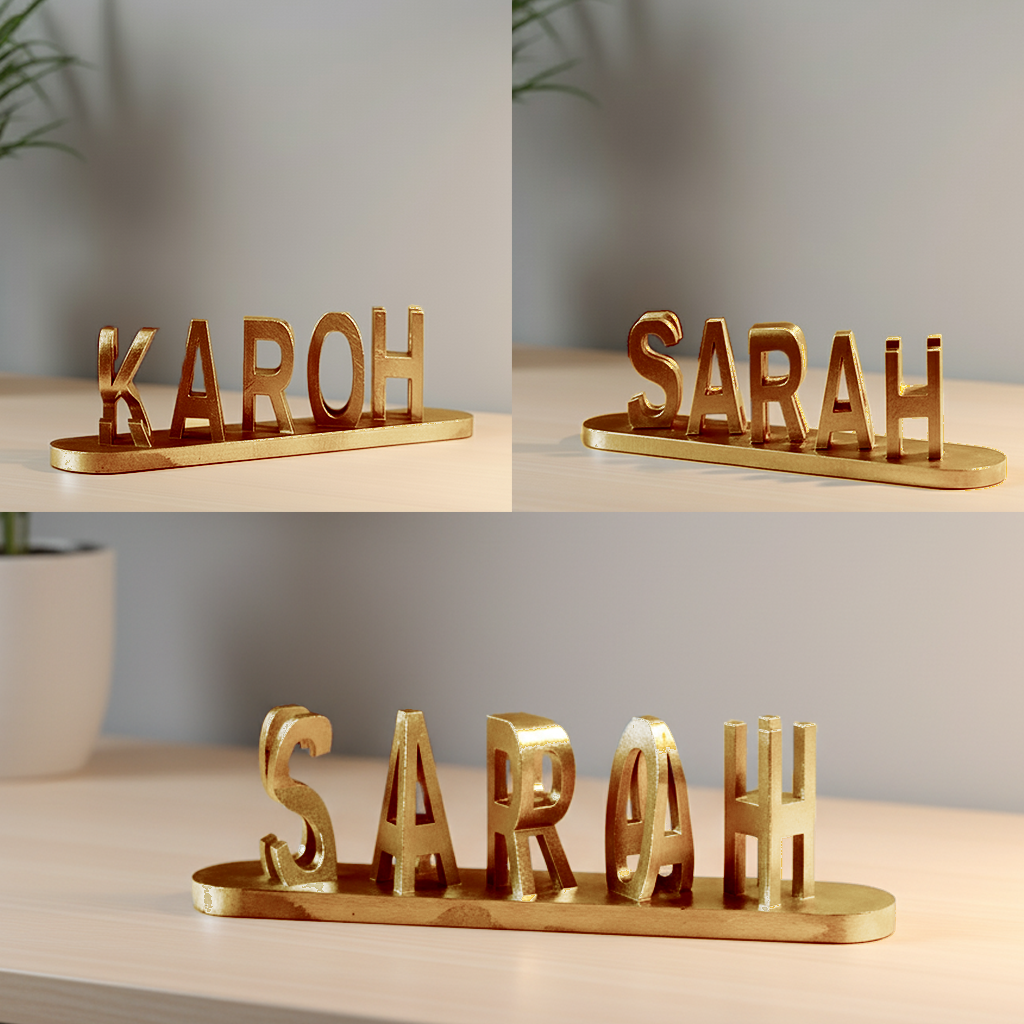 Trendy personalized products in relief with double name in 3D