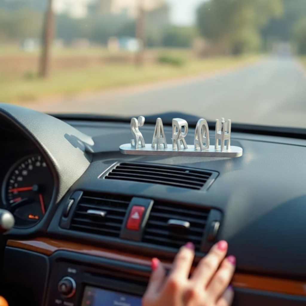 Trendy personalized products in relief with double name in 3D