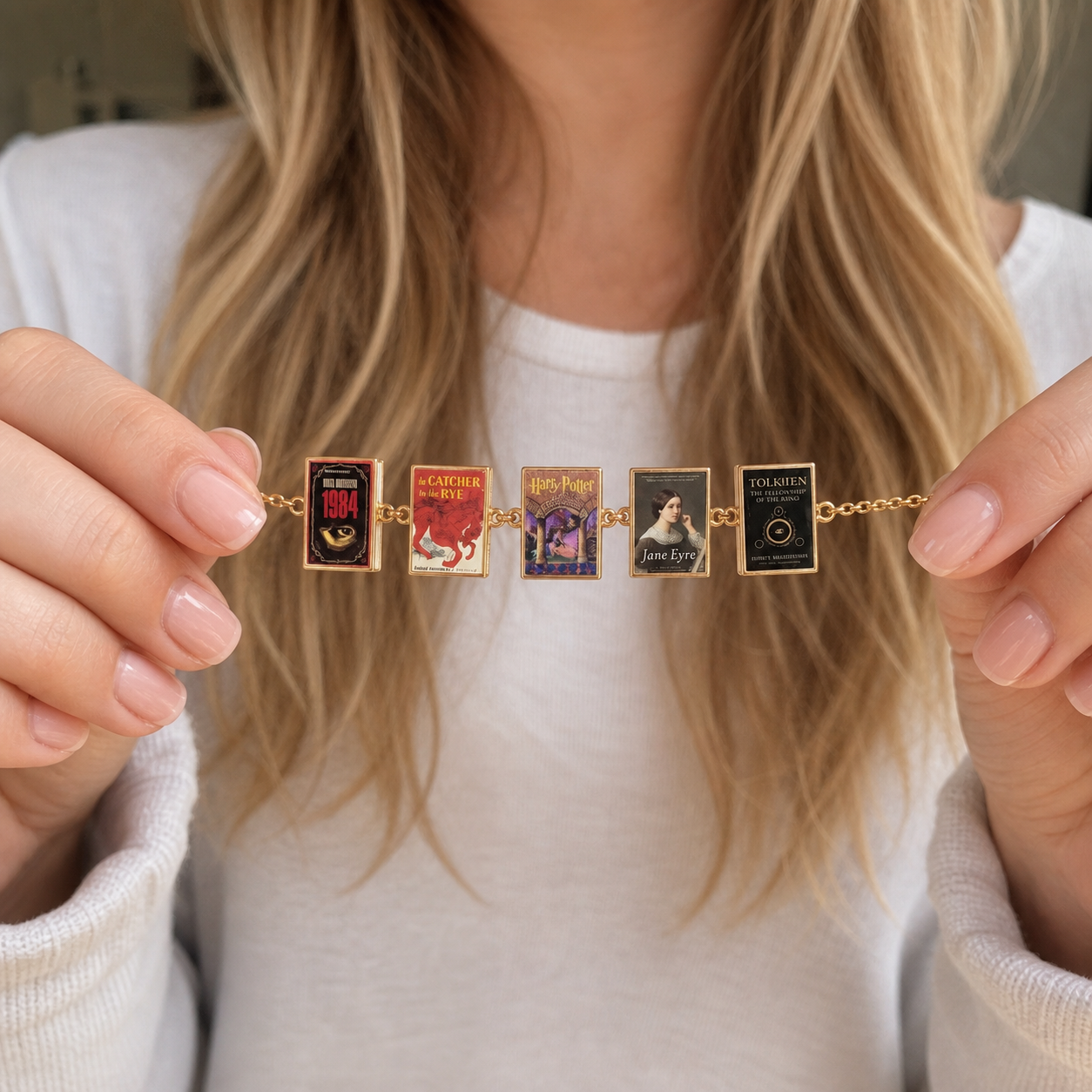 Personalized Mini-Book Charm Bracelet - Custom Book Cover Jewelry - Unique Gift for Book Lovers, Authors & Librarians