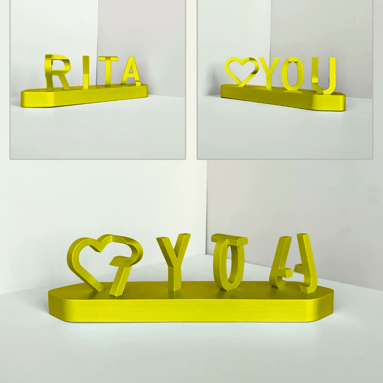 Trendy personalized products in relief with double name in 3D