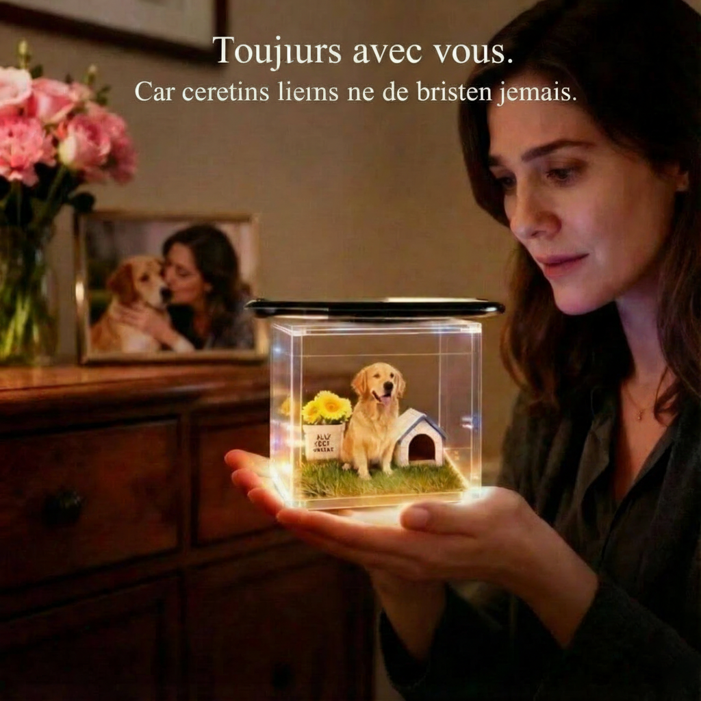 Coffret souvenir holographique personnalisé pour animaux de compagnie