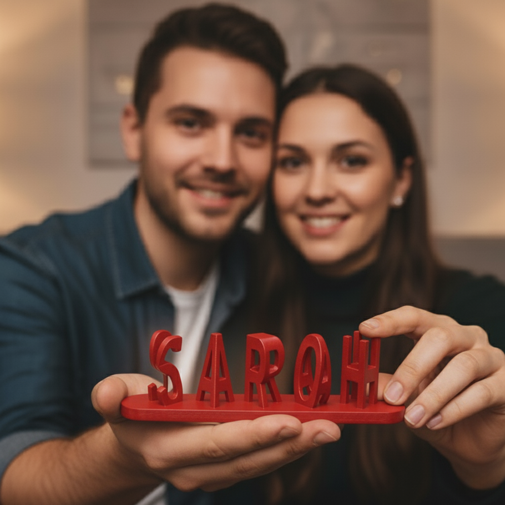 Trendy personalized products in relief with double name in 3D