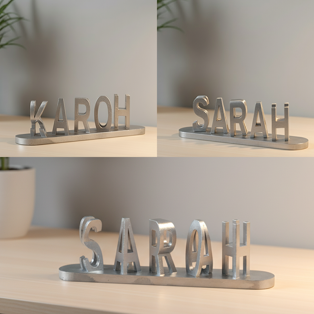 Trendy personalized products in relief with double name in 3D