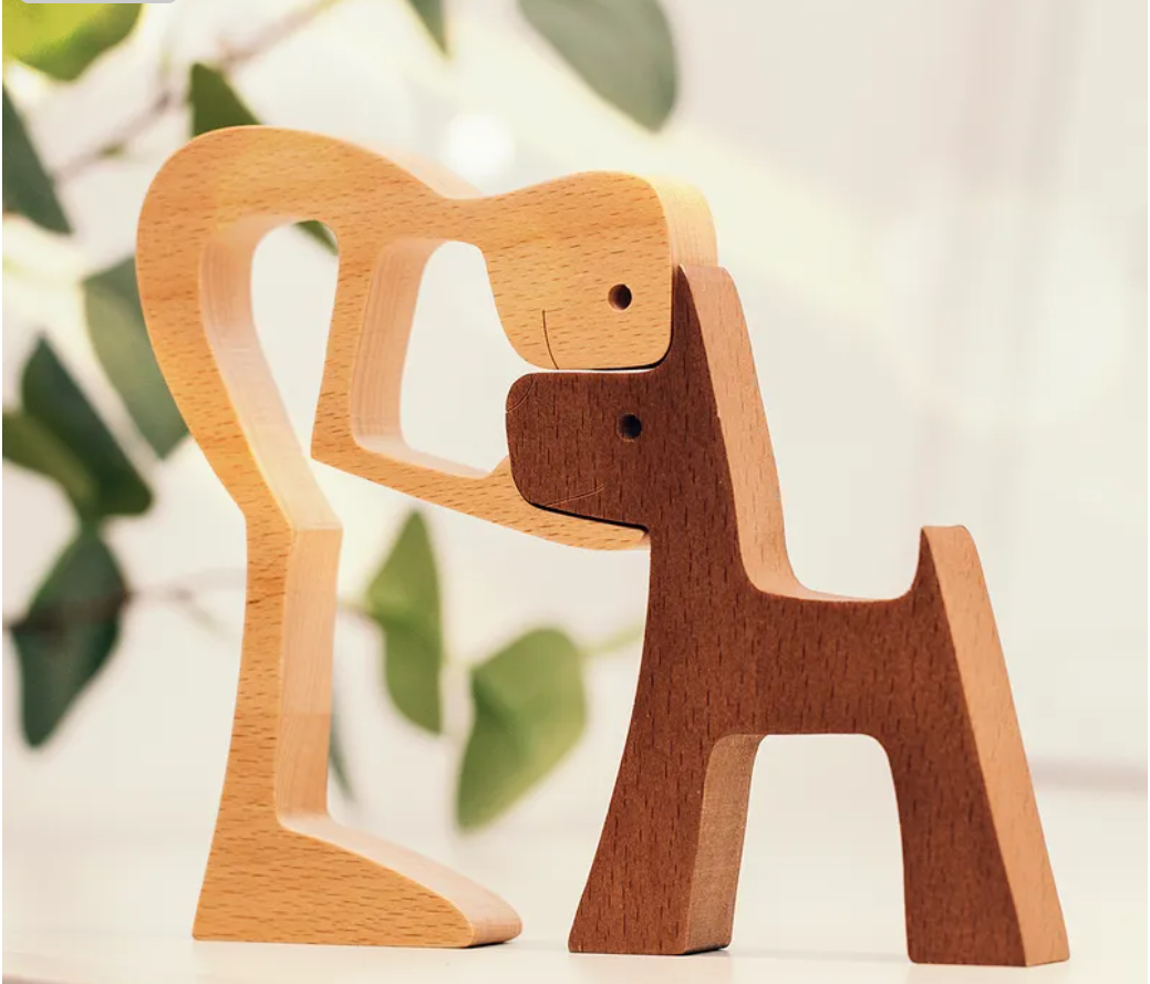 Sculptures en bois personnalisées pour animaux de compagnie - L'amour entre vous et votre ami à quatre pattes Votre Fellfreund