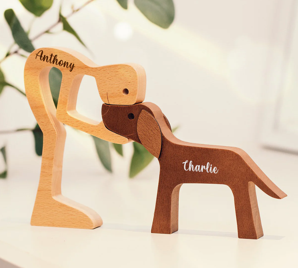 Sculptures en bois personnalisées pour animaux de compagnie - L'amour entre vous et votre ami à quatre pattes Votre Fellfreund
