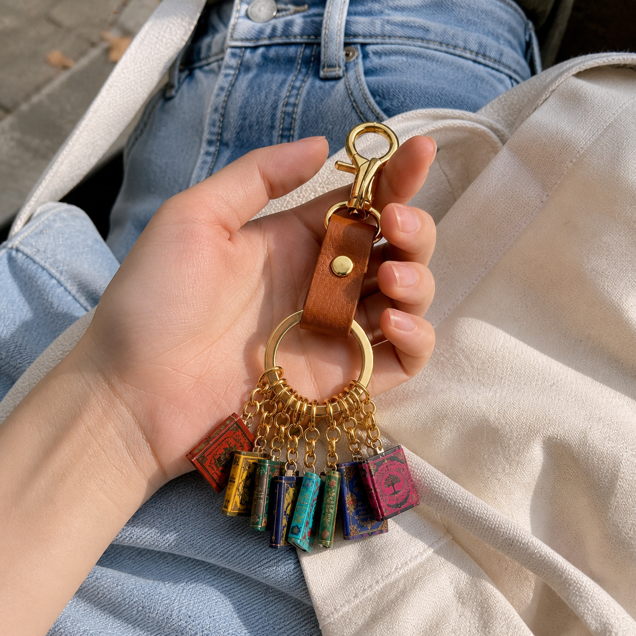 Custom-designed mini-book keychains, personalized bag charms for book lovers, and perfect gifts for readers, librarians, teachers, and graduates.