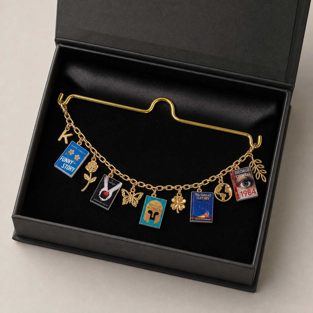 Personalized Mini Book Rearview Mirror Charm, Custom Car Hanging Ornament for Book Lovers