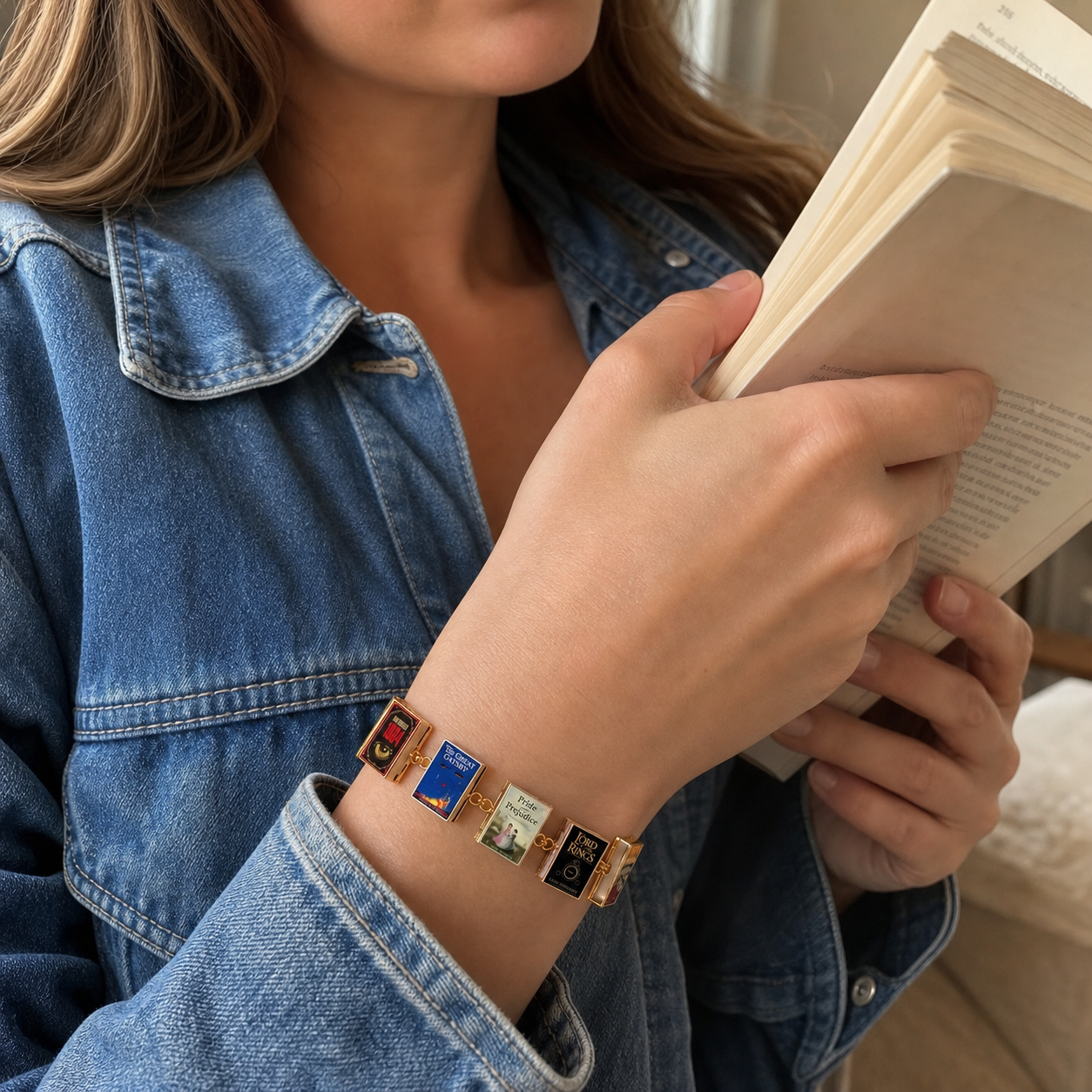 Personalized Mini-Book Charm Bracelet - Custom Book Cover Jewelry - Unique Gift for Book Lovers, Authors & Librarians