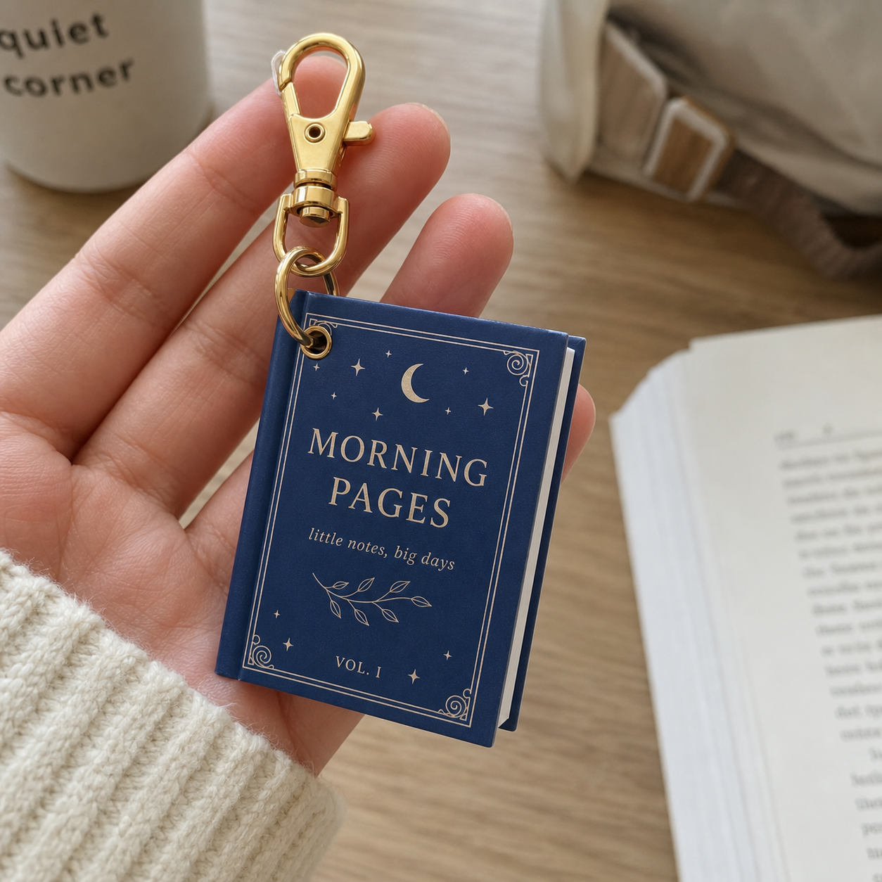 Personalized Mini Book Keychain, Double-Sided Custom Book Cover Bag Charm, Gift for Book Lovers, Readers, Teachers and Librarians