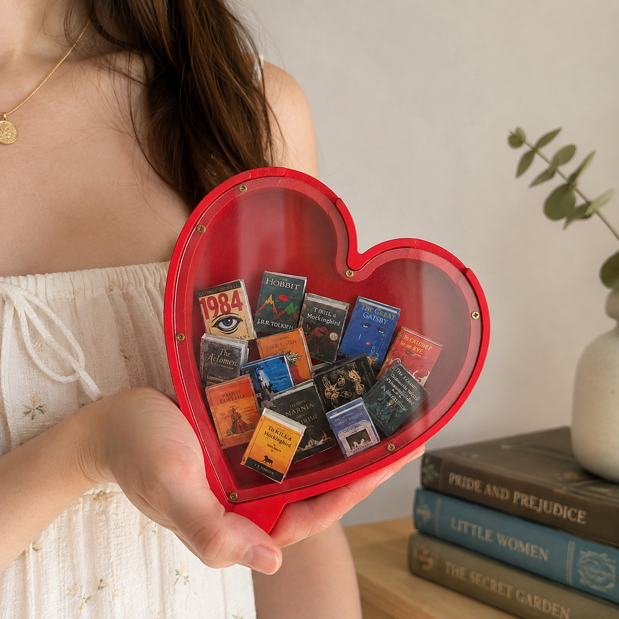 Personalized Heart Mini Book Display, Custom Book Cover Heart Decor, Gift for Book Lovers, Readers & Booktok Fans