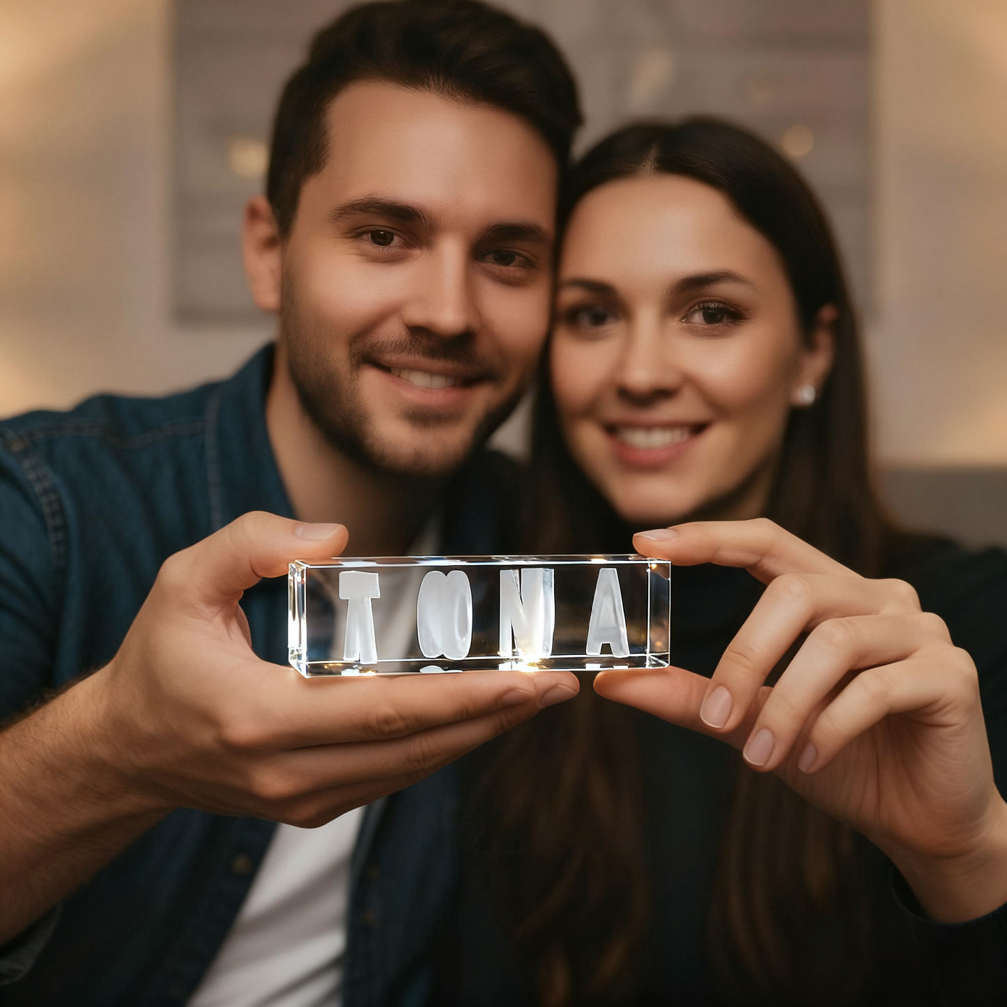 Bloc de cristal 3D personnalisé – cadeau unique avec gravure du nom