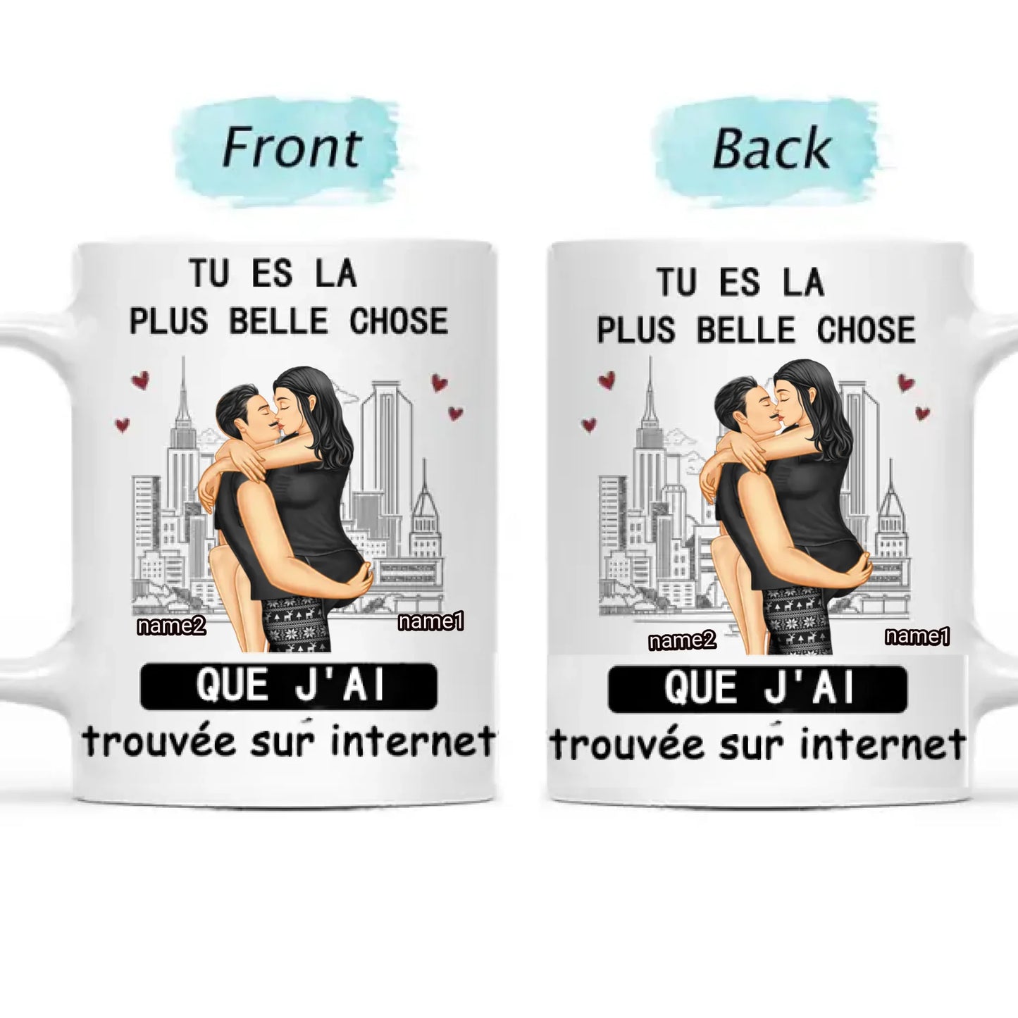 Couple qui s'embrasse : la meilleure chose trouvée sur Internet ! Cadeau pour couple ! Mug personnalisé