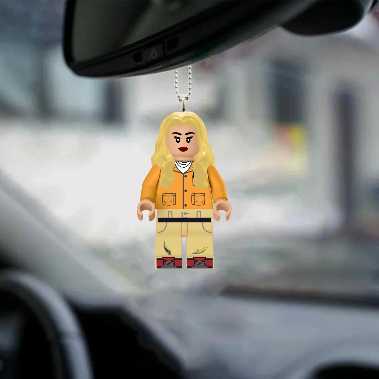 Porte-clés personnalisé en forme de bloc de construction avec portrait