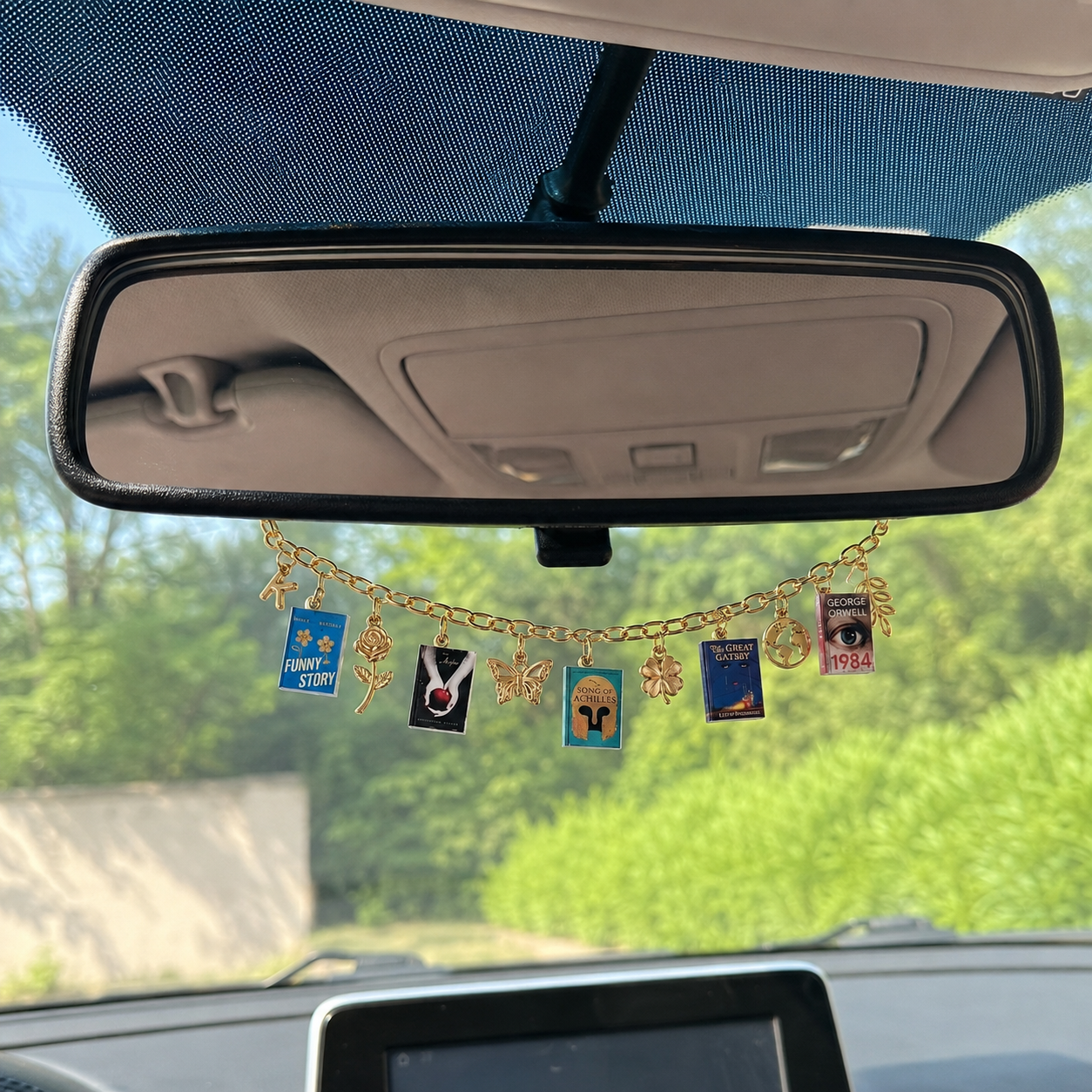 Personalized Mini Book Rearview Mirror Charm, Custom Car Hanging Ornament for Book Lovers