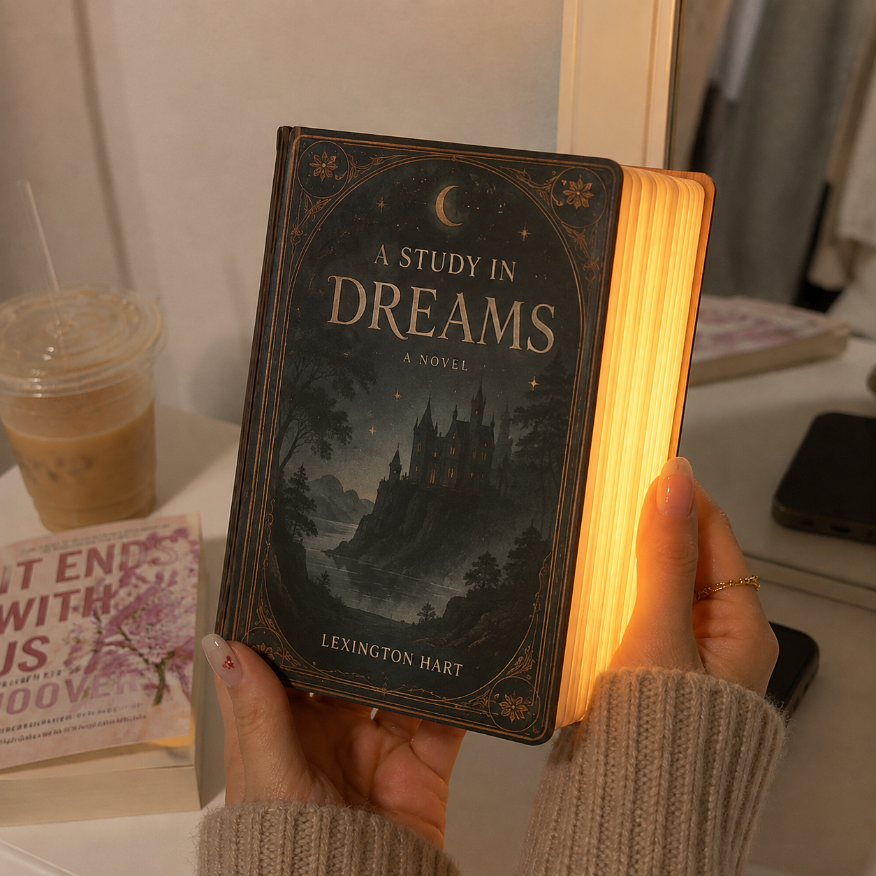 Personalized Mini Book Night Light – Custom Book Cover Front & Back, Rechargeable Reading Lamp, Gift for Book Lovers