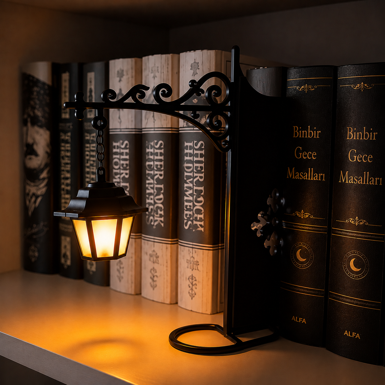 Bookshelf Hanging Lantern Night Light, Vintage Book Nook Lamp, Cozy Reading Decor & Gift for Book Lovers