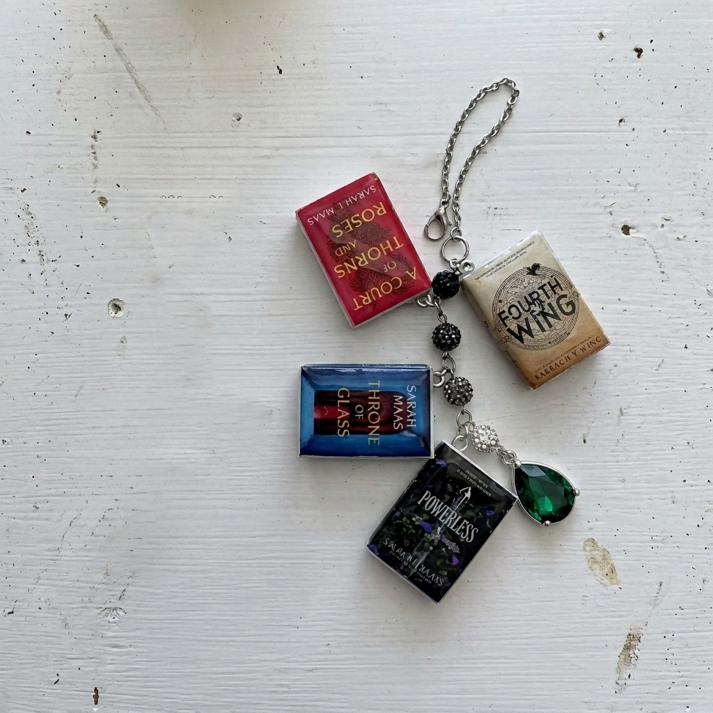 Personalized Mini Book Rearview Mirror Charm, Custom Book Cover Car Ornament with Birthstone, Gift for Book Lovers & Readers