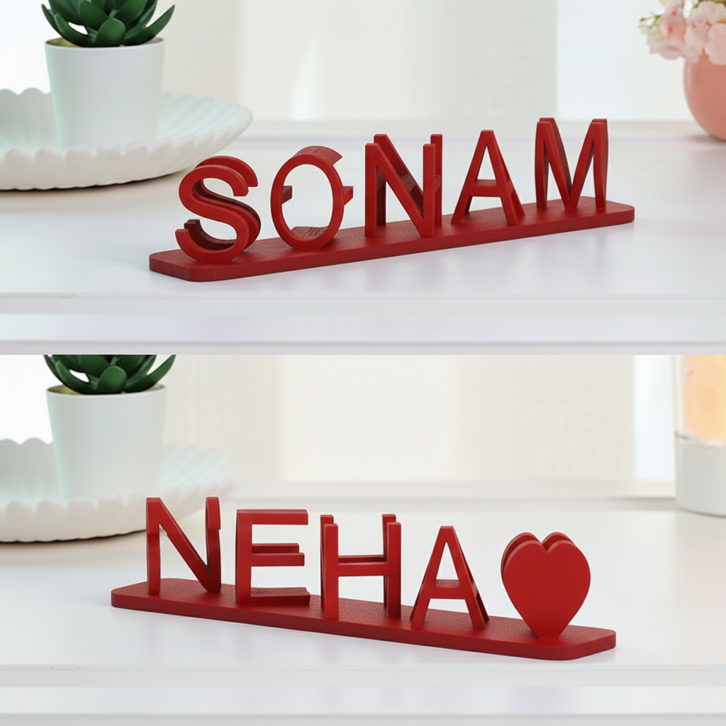 Produits tendance personnalisés en relief avec double nom en 3D