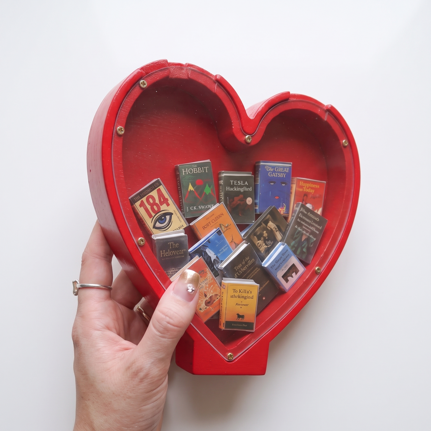 Personalized Heart Mini Book Display, Custom Book Cover Heart Decor, Gift for Book Lovers, Readers & Booktok Fans