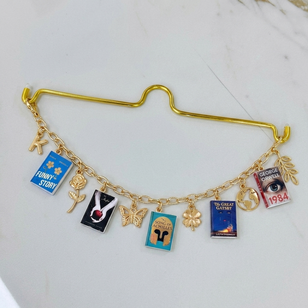 Personalized Mini Book Rearview Mirror Charm, Custom Car Hanging Ornament for Book Lovers
